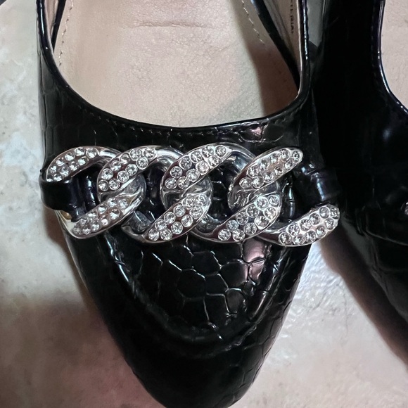 Cato Comfort Black Crocodile Slingback 3 inch Heels 10 M Shoes - Picture 7 of 9